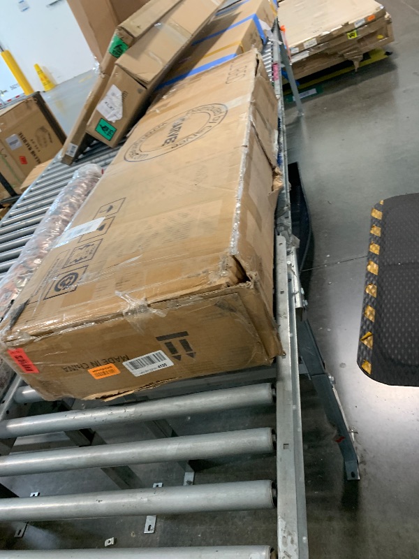 Photo 1 of - [ ] ***AS IS / NO RETURNS - SALE FINAL - FOR PARTS ONLY*** GarveeHome Full Size Boucle Bed Frame with Headboard and LED Lights, Upholstered Platform Bed Frame with Charging Station and 2-Tier Storage Shelves, No Box Spring Needed, Easy Assembly, White
