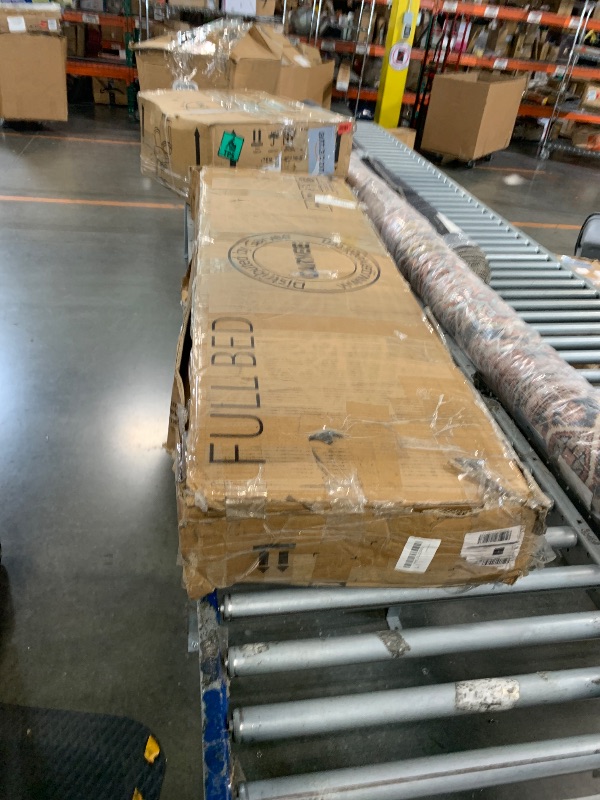 Photo 1 of - [ ] ***AS IS / NO RETURNS - SALE FINAL - FOR PARTS ONLY*** GarveeHome Full Size Boucle Bed Frame with Headboard and LED Lights, Upholstered Platform Bed Frame with Charging Station and 2-Tier Storage Shelves, No Box Spring Needed, Easy Assembly, White