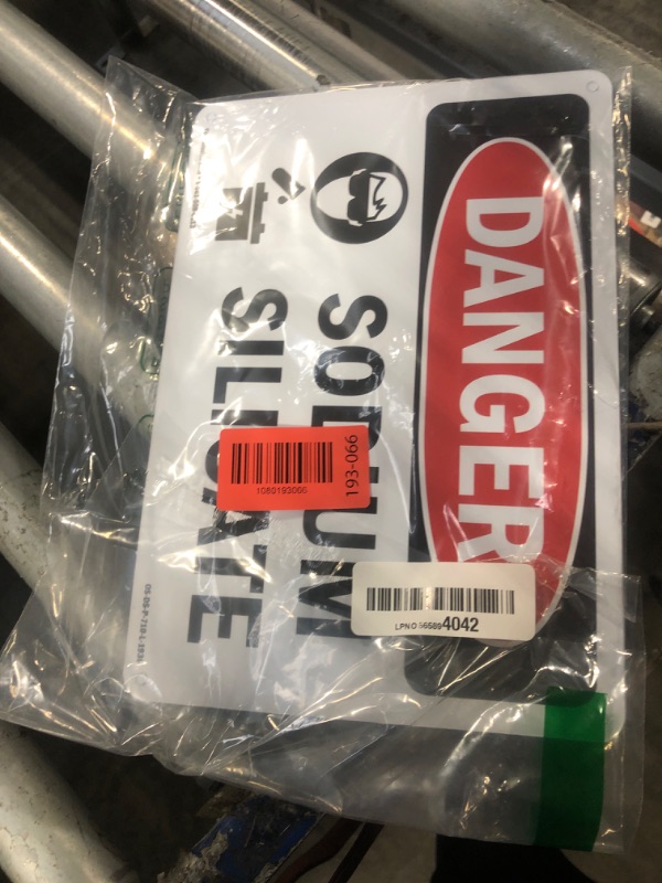 Photo 1 of (2 Pack) Sodium Silicate OSHA Danger Sign 10 Inch X 7 Inch Plastic Sign, Weather Resistant, UV Protected for Workplace, Business, and Construction Site, Made in the USA