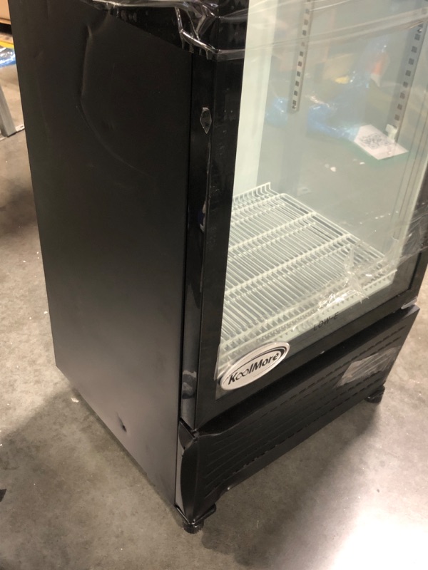 Photo 1 of ** DAMAGE CHECK PHOTO** NO RETURNS FINAL SALE** KoolMore 23 in. One Glass Door Commercial Display Merchandiser Refrigerator Cooler in Black, ETL Listed, 10 cu. ft. (KM-MDR-1GD-10C)