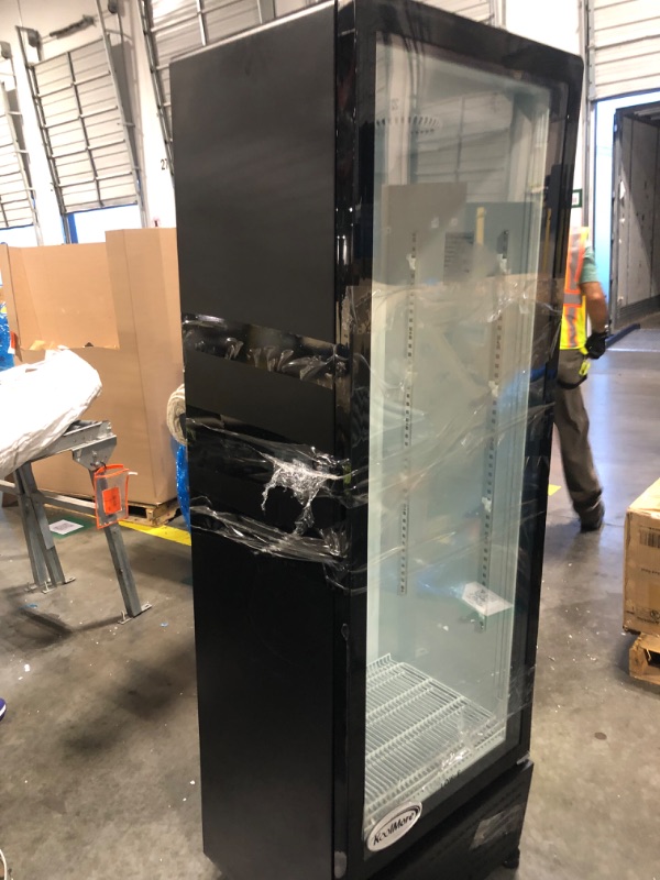 Photo 1 of ** DAMAGE CHECK PHOTO** NO RETURNS FINAL SALE** KoolMore 23 in. One Glass Door Commercial Display Merchandiser Refrigerator Cooler in Black, ETL Listed, 10 cu. ft. (KM-MDR-1GD-10C)