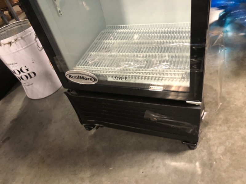 Photo 1 of ** DAMAGE CHECK PHOTO** NO RETURNS FINAL SALE** KoolMore 23 in. One Glass Door Commercial Display Merchandiser Refrigerator Cooler in Black, ETL Listed, 10 cu. ft. (KM-MDR-1GD-10C)