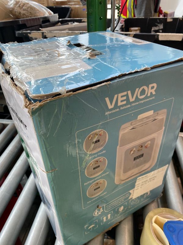 Photo 1 of [DAMAGED ON BOTTOM] VEVOR Upright Automatic Ice Cream Maker with Built-in Compressor, 1 Quart No Pre-freezing Gelato Maker & Frozen Yogurt Machine, 4 Modes Electric Sorbet-Maker, Compressor Ice Cream Machine for Home