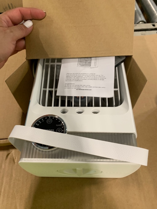 Photo 1 of !!!FINAL SALE!!!!!Portable Air Conditioners, Mini AC Unit Cooling Fan for Bedroom,1200ML Small Air Cooler Fans with Remote, 3 Mist,3 Speed,8 Light,2-8H Timer Personal AC Portable for Office Camping Car Desk(White)