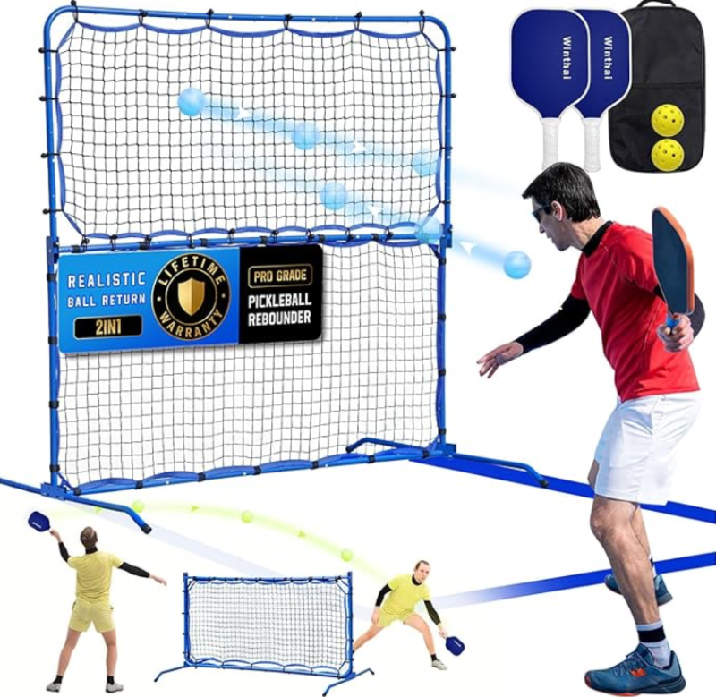 Photo 1 of ***UPDATED 6/28 AS IS/ NO RETURNS - SALE FINAL - FOR PARTS ONLY***Pickleball Practice Rebounder Net with Pro Paddles Set for Dink Volley Solo Training Equipment, Mini Pickleball Net 2in1 Trainer