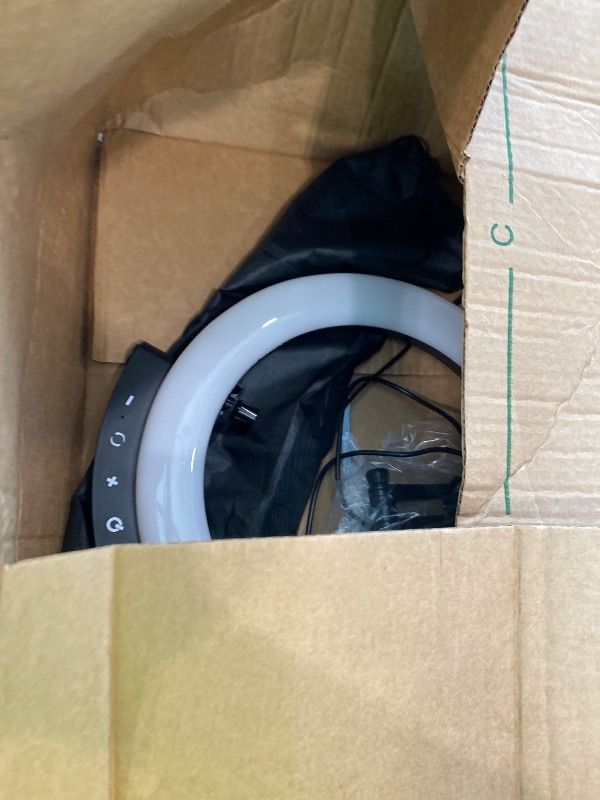 Photo 1 of ***SIMILAR ITEM*** [MAJOR DAMAGE] 10.3" Selfie Ring Light with Stand and Phone Holder, 73" Tripod, 96 RGB Lighting Modes, Remote for iPhone &Android Camera. LED Halo Light for Photo, Video Recording, TikTok. Circle Ringlight Dimmable