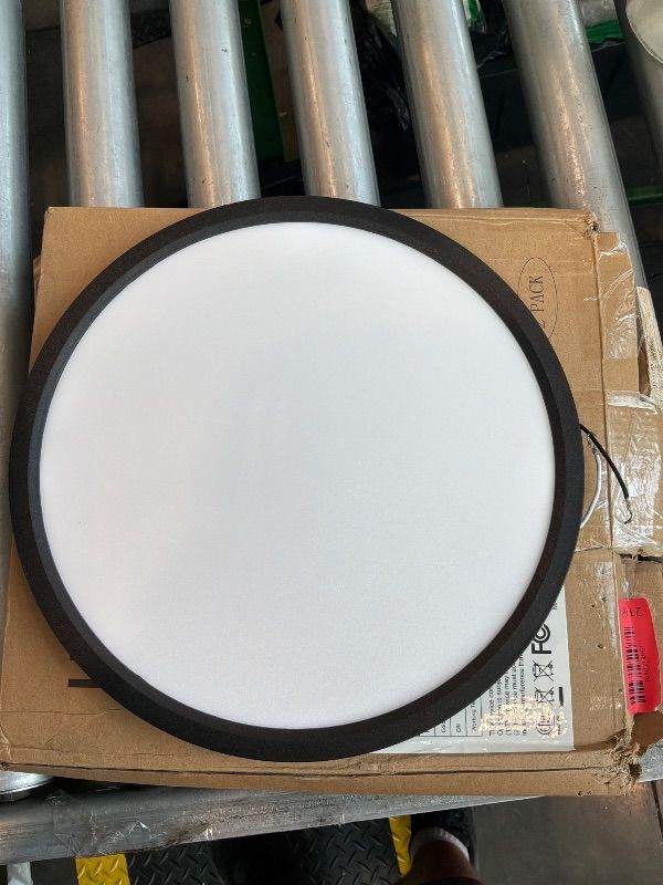 Photo 1 of [Used and missing mount plate] Fairdeer 2 Pack LED Flush Mount Ceiling Light,12Inch 24W,3000K/3500K/4000K/5000K/6500K 5 Color Temperatures Ceiling Light Fixture for Kitchen Porch Hallway Bedroom Bathroom and Closet,Black