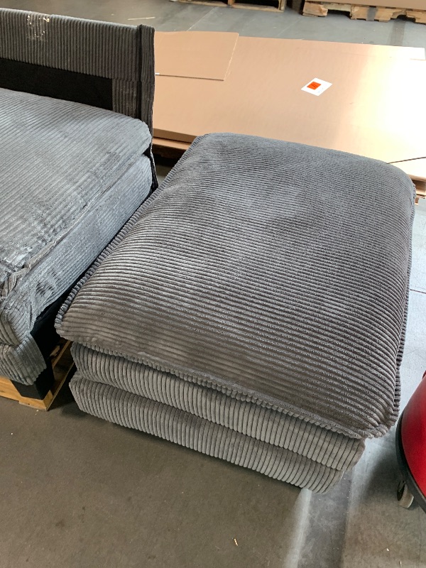 View 3 of **2 pcs**84.6” Corduroy Loveseat with Ottoman, Oversized Double Chaise Lounge Chair Indoor Deep Seat Two Seater Couch Cloud Couch Modular Sectional Sofa for Living Room(Corduroy Grey)