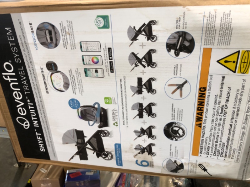 Photo 1 of ***UPDATED 7/4*** Evenflo Shyft Intuiti+ Travel System Featuring Revolve180 LiteMax NXT Preemie and Infant Car Seat with SensorySoothe and Green & Gentle (Quartz)