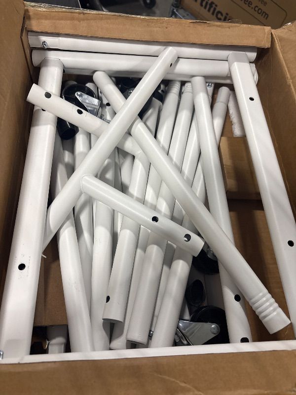 Photo 1 of **MISSING PARTS/PARTS ONLY**
HYSEYY Clothes Rack, Double Rods Rolling Clothing Rack for Hanging Clothes, Portable Garment Rack with Wheels, Coat Rack Wardrobe Closet Load 240 LBS for Bedroom Laundry Room (White, L)