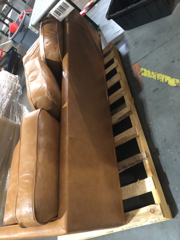 View 5 of ***TRUCK/TRAILER PICKUP ONLY***
***STOCK PHOTO REFERENCE ONLY***
Valencia Artisan Full Leather Sofa 88” - Pure Full Italian Nappa Leather Couch, Solid Wood Accent, Ultimate Comfort, Cognac Tan
