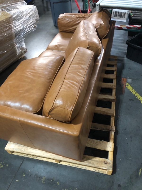 View 4 of ***TRUCK/TRAILER PICKUP ONLY***
***STOCK PHOTO REFERENCE ONLY***
Valencia Artisan Full Leather Sofa 88” - Pure Full Italian Nappa Leather Couch, Solid Wood Accent, Ultimate Comfort, Cognac Tan