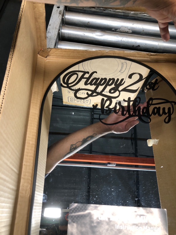 Photo 1 of ***STOCK PHOTO FOR REFERENCE ONLY***
*** HAS CUSTOMIZED WRITING***
Aidoly Arched Full Length Floor Mirror, 16"x59" Body Wall Mirror with Stand