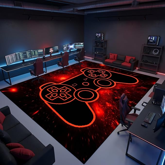 Photo 1 of ***STOCK PHOTO FOR REFERENCE ONLY***
Gaming Rug 9x12 – Gamer Rug for Boys Room with Red Game Controller Design for Kids & Teens Bedroom Playroom, Large Soft Non-Slip Floor Carpet