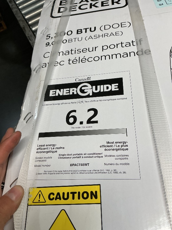 Photo 1 of ***FACTORY SEALED***
BLACK+DECKER Portable Air Conditioner, 9,000 BTU, BPACT08WT, White