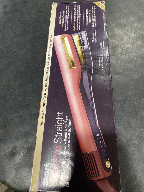 Photo 1 of Shark SilkiPro Air Straightener & Blow Dryer, Flat Iron, Rose, HT400PK