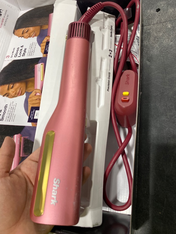 Photo 1 of Shark SilkiPro Air Straightener & Blow Dryer, Flat Iron, Rose, HT400PK