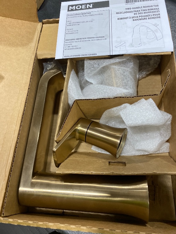 Photo 1 of Moen Genta LX Bronzed Gold Two-Handle Deck Mounted Modern Roman Tub Faucet, Valve Required, T908BZG