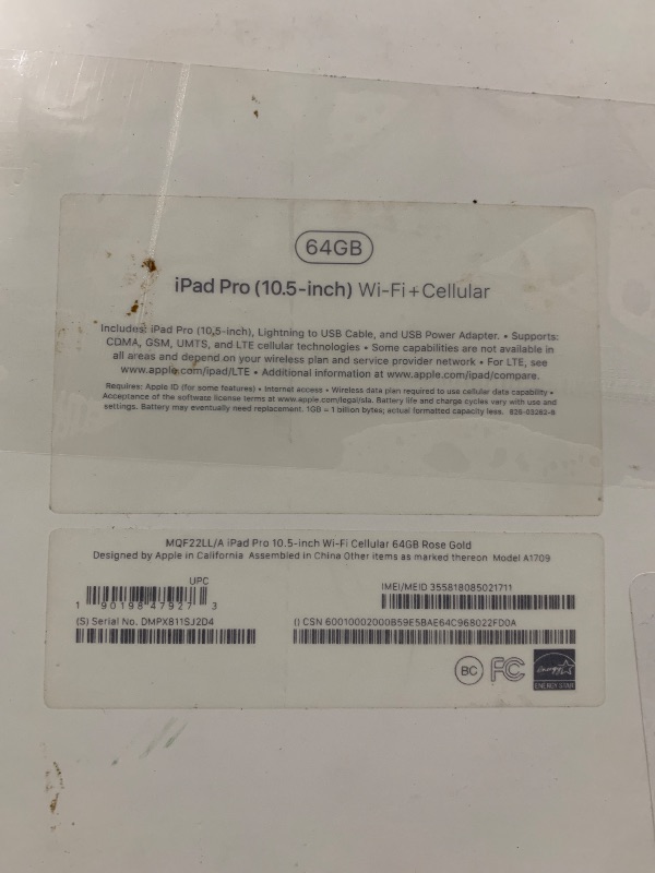 Photo 1 of Apple iPad Pro 10.5-inch Wi-Fi + Cellular 64GB Rose Gold