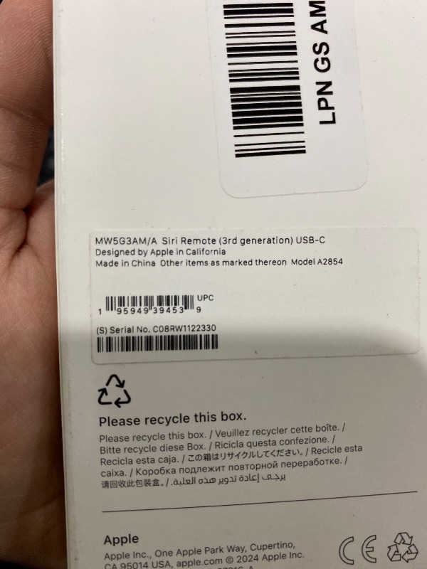 Photo 1 of Apple TV Siri Remote (3rd Gen)