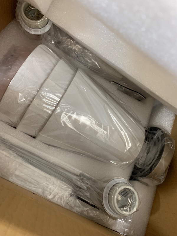 View 3 of METWET Bathroom Light Fixtures, Brushed Nickel Vanity Lights with Flared White Fabric Shade, 3 Light Wall Sconce, Modern Sconces Wall Lighting for Hallway Bedroom, VL837-BN-3