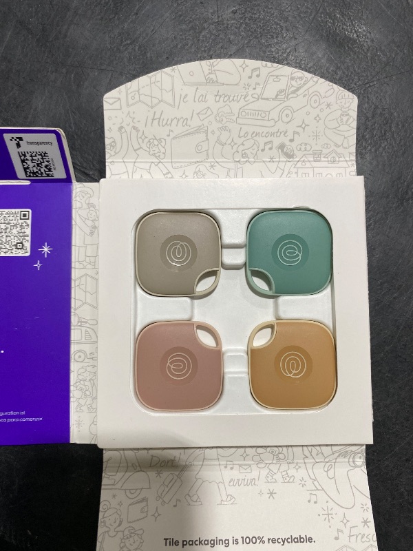 Photo 1 of Life360 Tile - Bluetooth Tracker, Keys Finder and Item Locator for Keys, Bags and More. Phone Finder. Both iOS and Android Compatible. 4-Pack (Colors)