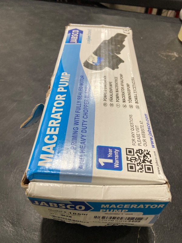 Photo 1 of Jabsco 12V DC Macerator Pump - 43 L/min Waste Transfer