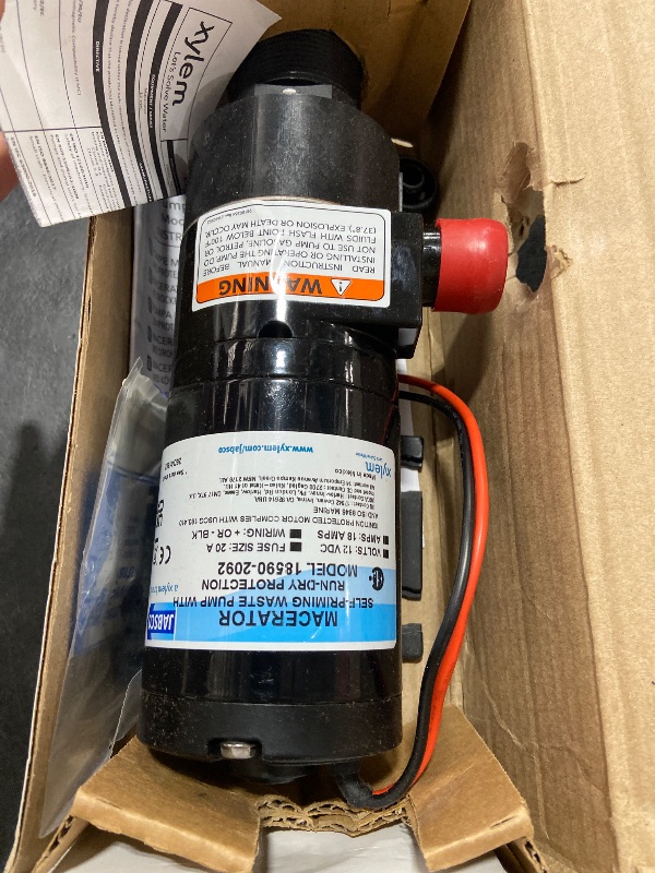 Photo 1 of Jabsco 12V DC Macerator Pump - 43 L/min Waste Transfer