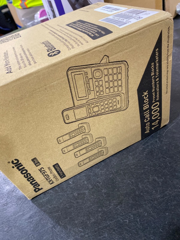 Photo 1 of Panasonic Cordless Phone with Answering Machine, Advanced Call Block, Link2Cell Bluetooth, One-Ring Scam Alert, 2-Way Recording, Spam/Robocall Protection & 5 Handsets - KX-TGF975B (Black/Silver Trim)