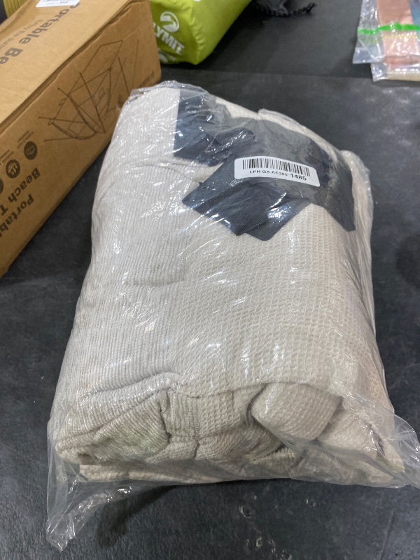 Photo 1 of Vera Wang - Queen Duvet Cover Set, Soft Bedding Set with Matching Shams, Button Closure & Inner Corner Ties, (Chenille Waffle Stripe Beige)