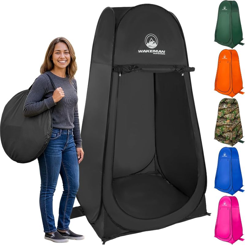 Photo 1 of Wakeman Pop Up Changing Tent, 3.3 x 3.3 x 6.2ft, Camping Shower Tent for Portable Toilet Stall or Dressing Room with Carry Bag for Camping, Beach, or Tailgate, Polyester
