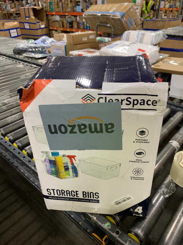 Photo 1 of ClearSpace Clear Plastic Storage Bins - 4 Pack