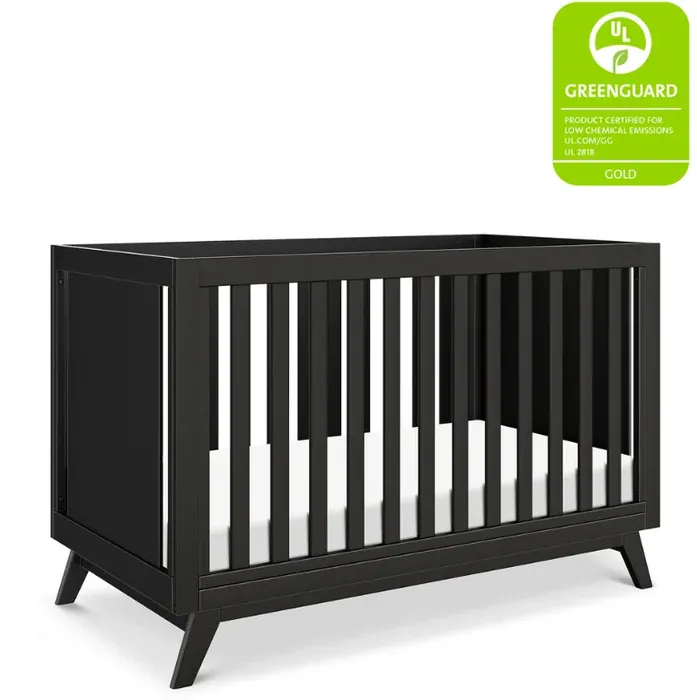 Photo 1 of Davinci Otto 3-in-1 Convertible Mini Crib with 4" Mattress in Black, GREENGUARD Gold Certified