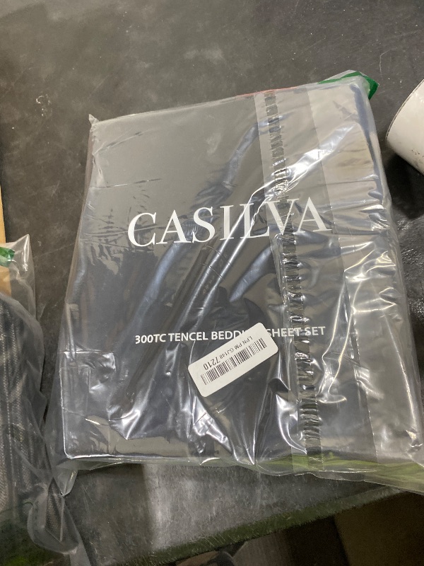 Photo 1 of CASILVA Eucalyptus Sheets, Queen Sheet Set, Black Pearl