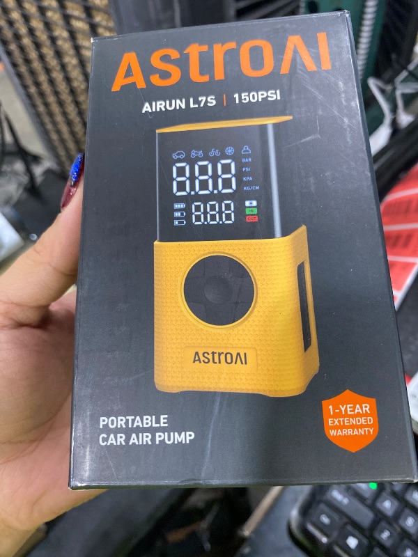Photo 1 of AstroAI L7S Tire Inflator Portable Air Compressor Cordless with Digital Pressure Gauge, 150 PSI LED Light Bike Air Pump with Fast Inflation & Auto Shut-Off for Car Tires,Motorcycles,Bikes,Balls,Blue