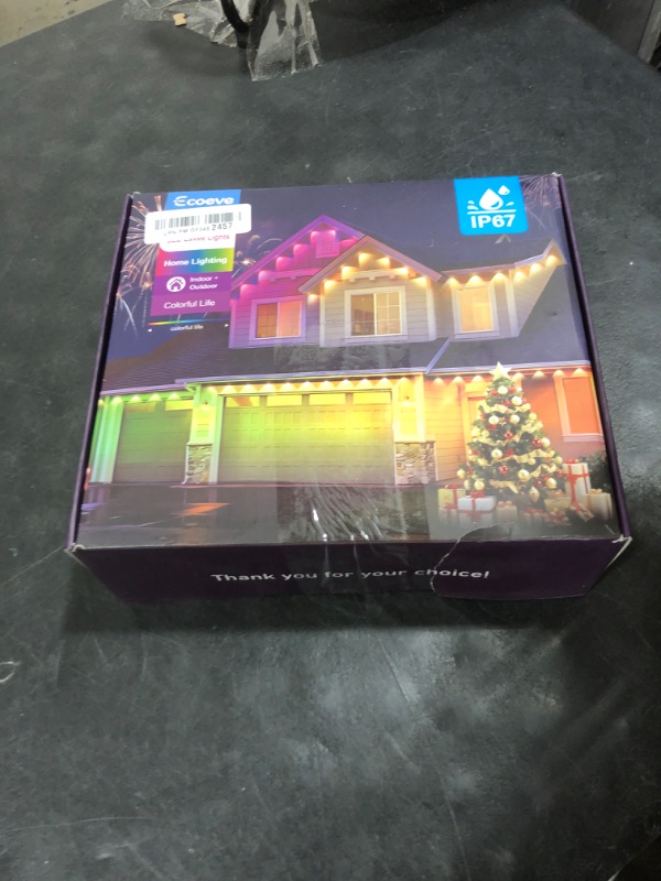 Photo 1 of Ecoeve Permanent Outdoor String Lights, 200ft White RGB+IC