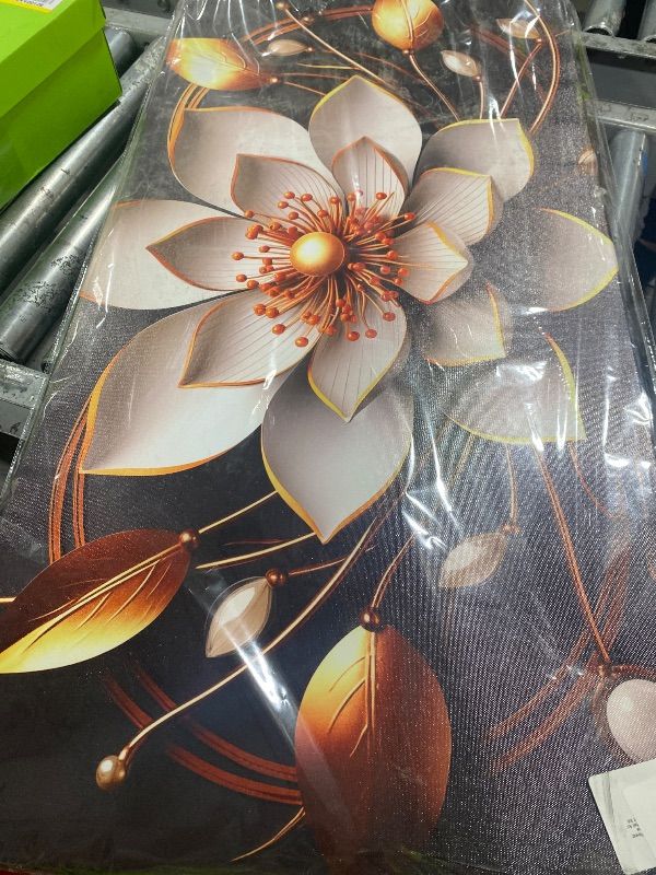View 2 of Raathionty Large Canvas Wall Art, Gold and White Flower Picture Decor, 20x40 IN