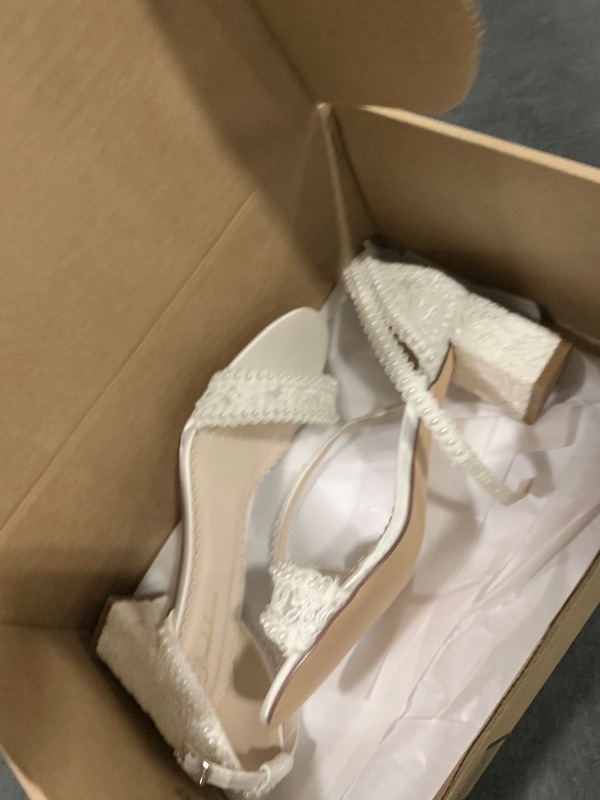 Photo 1 of Bridaluxe Women's Open Toe Wedding Shoes, Ivory, Size 7.5