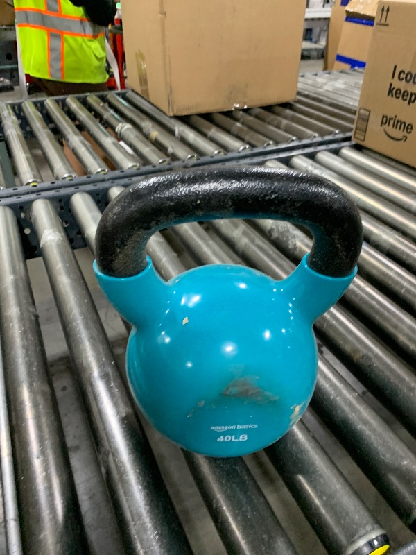 Photo 1 of Amazon Basics Cast Iron Kettlebell - 40 Pounds, Light Blue