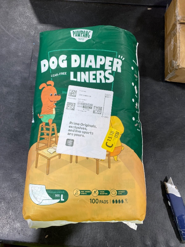 Photo 1 of PAWPANG Dog Diaper Liners, Booster Pads for Male & Female Dogs, 100ct, L