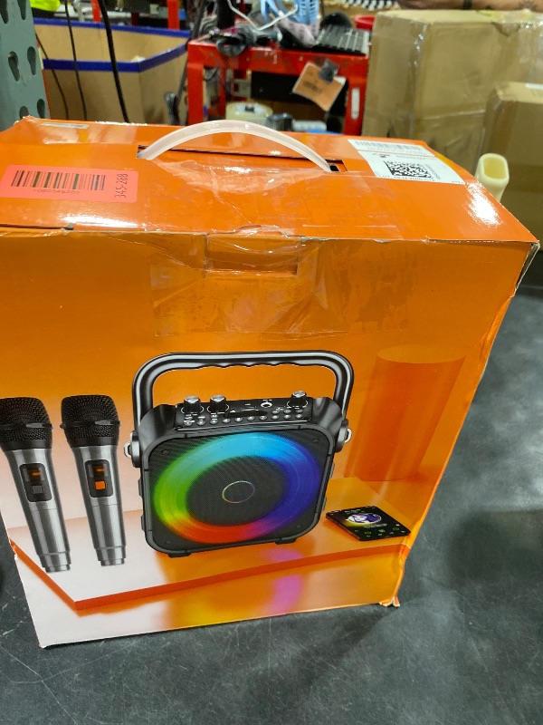 Photo 1 of Karaoke Machine, Portable Bluetooth Speaker with 2 Wireless Microphones for Adults & Kids with Lights, Karaoke Microphone with PA System Supports USB/TF/REC/FM/AUX for Home Party Home System Packages