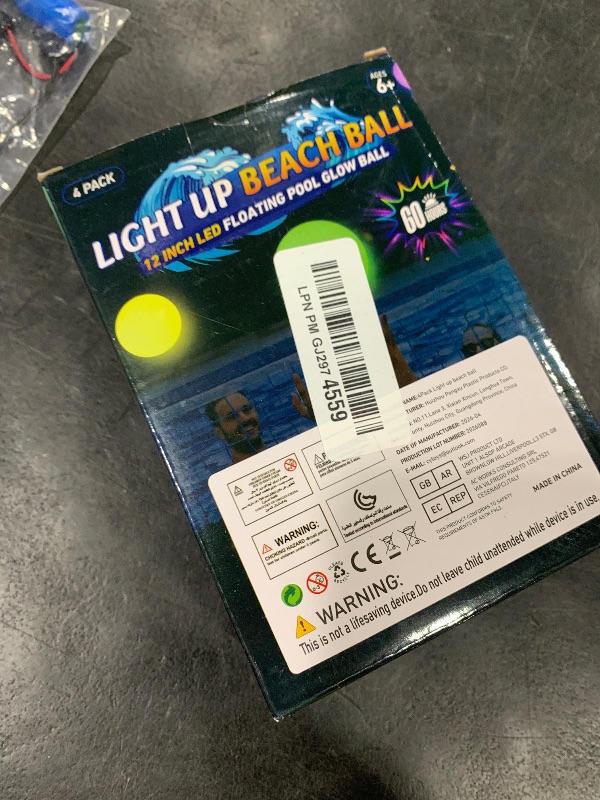 Photo 1 of FLAMDYNO Pool Toys, 4 Pack 12" Light Up Beach Balls with 8 LED Modes, Up to 60H Glow Pool Balls, IP67 Waterproof & Leak-Resistant Inflatable Beach Balls for Kids 3-10, Pool Party Games & Decorations