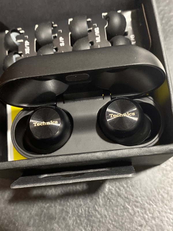 Photo 1 of Technics Reference Class Hi-Fi Wireless Ear Buds, Dolby Atmos with Head Tracking, Adaptive Noise Cancelling, 3 Device Multipoint, 10-Hr Battery, Wireless Charging, Improved Fit, EAH-AZ100-K(Black)