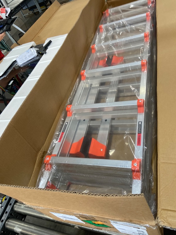 Photo 1 of A Frame 6 Step Ladder,22 ft. Reach Extension Ladder with Stabilizer Bar, Wheels, 330 lbs. Security Multi Position Ladder