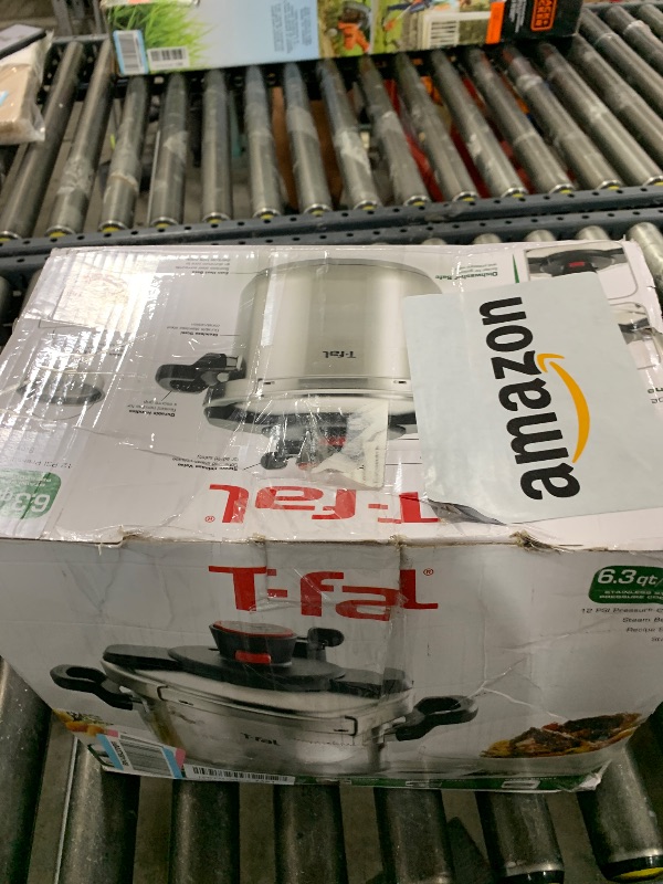 Photo 1 of T-fal Clipso Stainless Steel Pressure Cooker, 6.3 Quart, Recipe Book, Steam Basket, Easy-Open Lid, Secure Locking System, Adjustable Pressure Valve, Induction Cookware, Pots and Pans, Kitchen, Silver