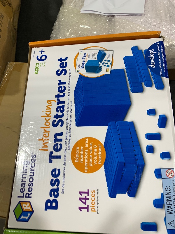 Photo 1 of Learning Resources Interlocking Base Ten Starter Set, Early Math, Counting, Connecting Blocks, 141 Piece Set, Ages 6+