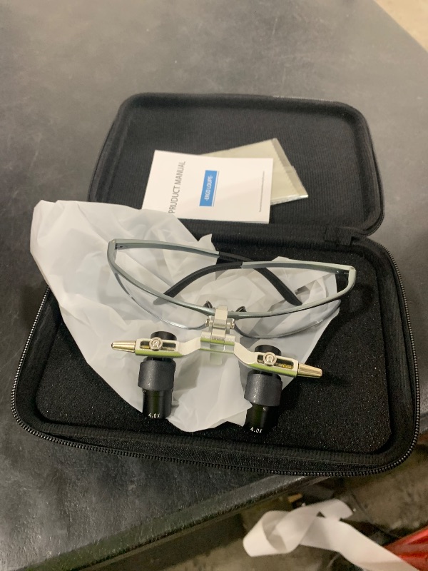 Photo 1 of VIBURISH 4X 48 ° Ergo Ultra Lightweight Loupe Ergo Optical Loupes Flip Up Magnifying Glasses Adjustable Working Distance 350-450mm for Dental Medical Ergonomic Binocular Loupes