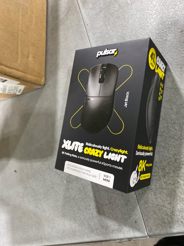 Photo 1 of Pulsar Gaming Gears Xlite Crazylight Wireless Gaming Mouse, Ultra Lightweight 1.45 oz (41g), Optical Switch, 32000 DPI, 750 IPS, XS-1 Sensor, 8k Compatible (Jet Black)