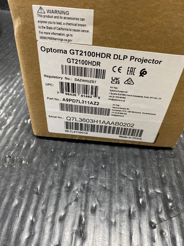 Photo 1 of Optoma GT2100HDR Compact Short Throw Laser Home Theater and Gaming Projector, 1080p HD with 4K HDR Input, Bright 4,200 Lumens for Day and Night Viewing White