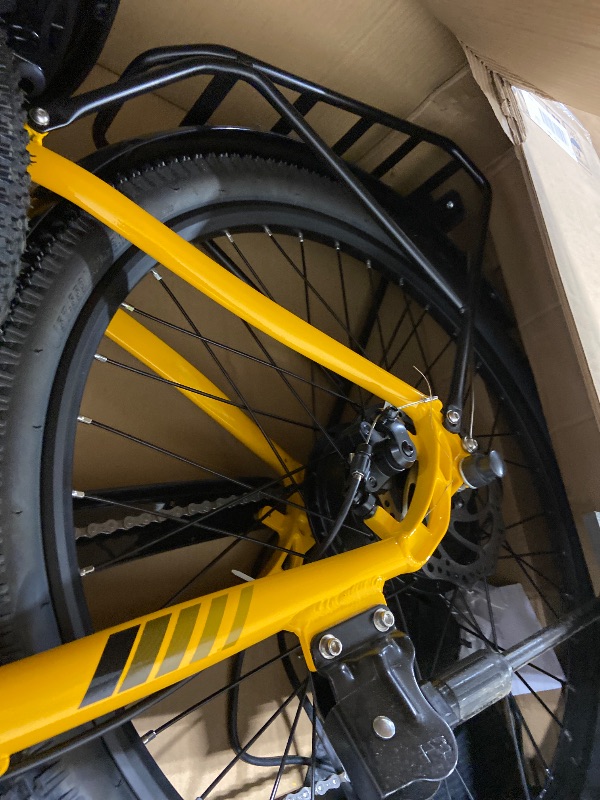 View 4 of HEAVILY DAMAGED ******** YELLOW Wooken Electric Bike, 20''X4.0 Fat Tire Electric Bike for Adults | 500W Foldable Electric Bike with 48V 10Ah Battery,Professional 7 Speed,Shock Absorber, Ebike for Mountain Beach Snow